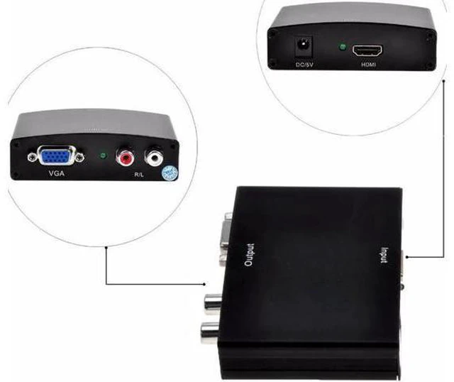 Alt view image 2 of 6 - Toy Quality HDMI to VGA Converter with Audio 1080P Connector EU/US/UK Plug Adapt