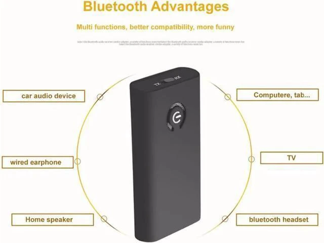 Alt view image 2 of 6 - est B9 Bluetooth Transmitter Receiver 3.5mm Stereo Output Wireless Audio Adapter