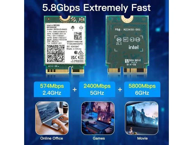 Alt view image 5 of 6 - New WiFi 7 Intel BE200 Wireless Wifi Card Bluetooth 5.4 Tri Band 2.4G