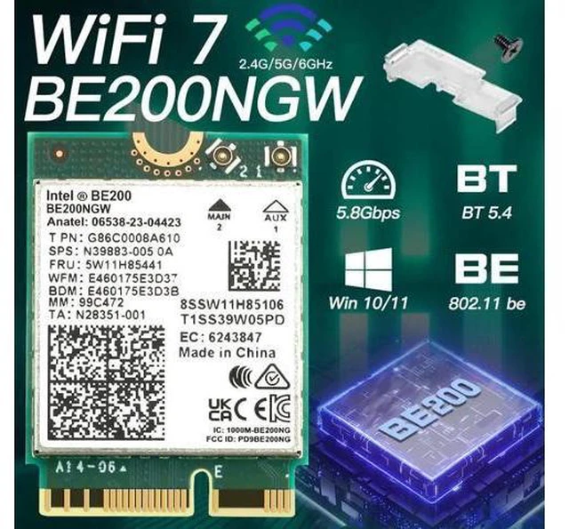 Main image of New WiFi 7 Intel BE200 Wireless Wifi Card Bluetooth 5.4 Tri Band 2.4G