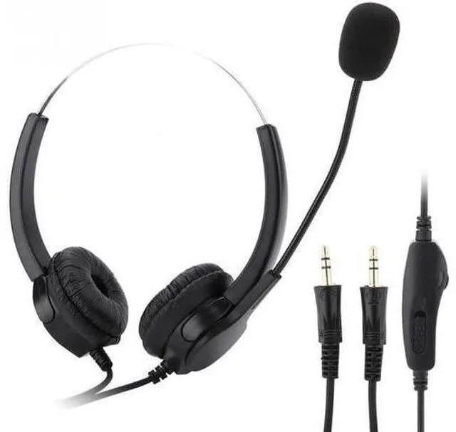 Main image of Dual 3.5mm Noise Cancelling Call Center Headset Mobile Phone Cable Wired Headpho