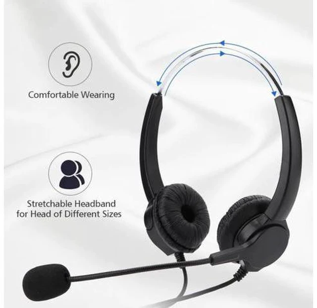 Alt view image 4 of 6 - Dual 3.5mm Noise Cancelling Call Center Headset Mobile Phone Cable Wired Headpho