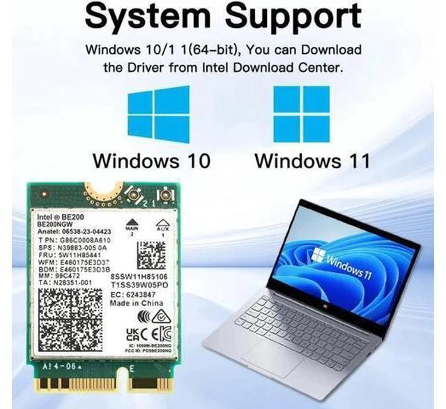 Alt view image 6 of 6 - New WiFi 7 Intel BE200 Wireless Wifi Card Bluetooth 5.4 Tri Band 2.4G