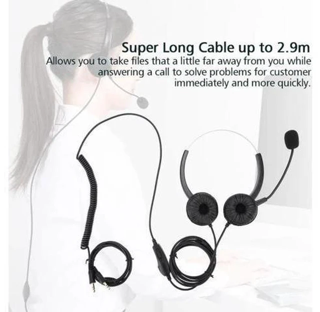 Alt view image 6 of 6 - Dual 3.5mm Noise Cancelling Call Center Headset Mobile Phone Cable Wired Headpho