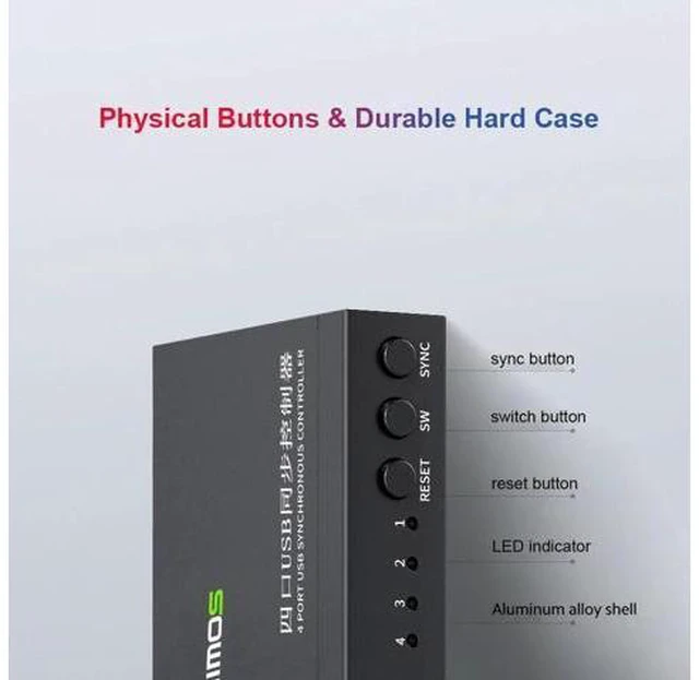 Alt view image 2 of 6 - AM-KM402 4 Ports USB Synchronizer USB Keyboard Mouse Synchronous Controller Alum