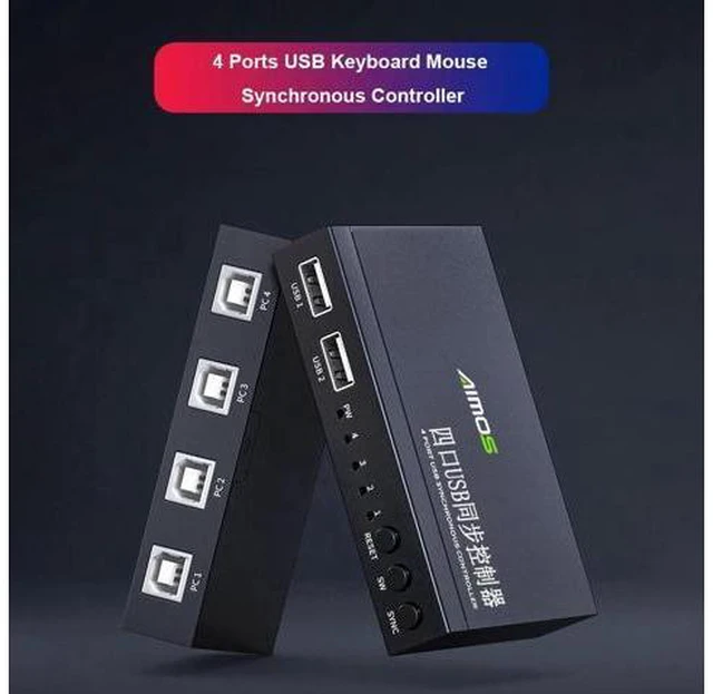Alt view image 4 of 6 - AM-KM402 4 Ports USB Synchronizer USB Keyboard Mouse Synchronous Controller Alum