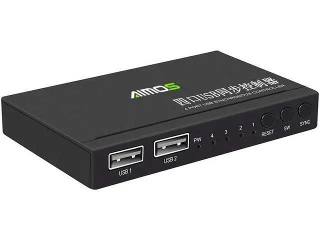 Alt view image 6 of 6 - AM-KM402 4 Ports USB Synchronizer USB Keyboard Mouse Synchronous Controller Alum