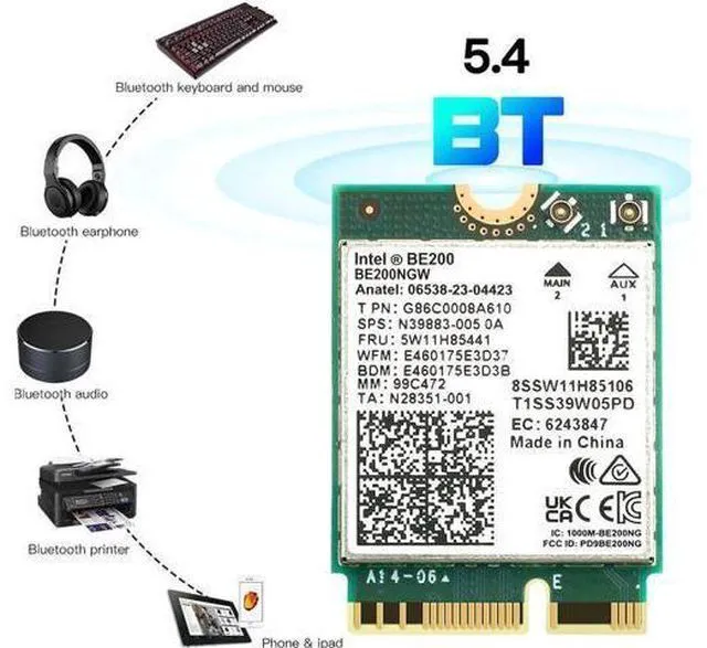 Alt view image 2 of 6 - New Wi-Fi 7 Intel BE200 Bluetooth 5.4 Wifi Card BE200NGW 2.4/ 5/ 6 GHz 5.8 Gbps
