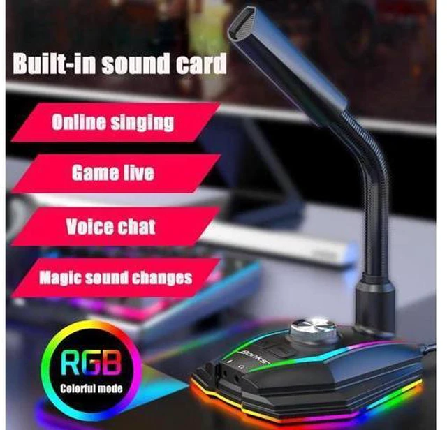 Alt view image 2 of 7 - USB Microphone HD Sound Card With Speaker Headset Jack Free Drive Noise Reductio