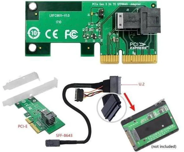 Alt view image 6 of 7 - PCI-E 3.0 4.0 to SFF-8643 Card Adapter and U.2 U2 SFF-8639 NVME PCIe