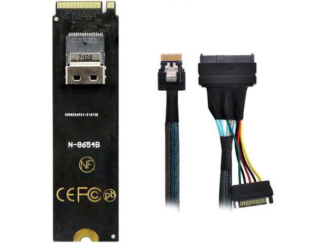 Alt view image 2 of 7 - NGFF M-Key NVME to SFF-8654 Slimline SAS Card Adapter and U.2 U2 SFF