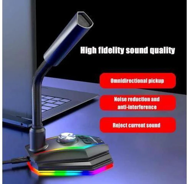 Alt view image 3 of 7 - USB Microphone HD Sound Card With Speaker Headset Jack Free Drive Noise Reductio