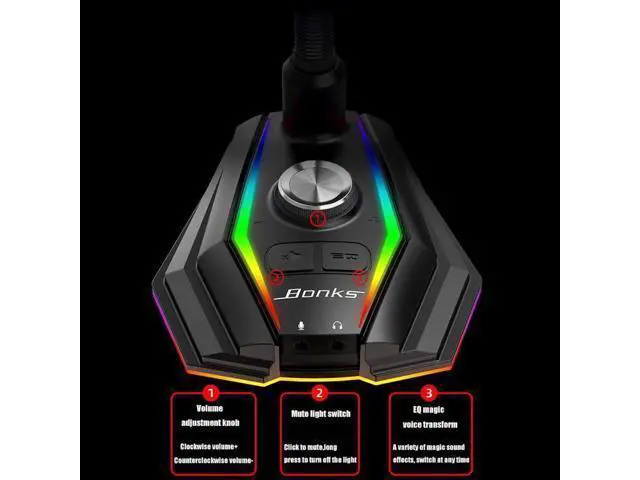 Alt view image 4 of 7 - USB Microphone HD Sound Card With Speaker Headset Jack Free Drive Noise Reductio