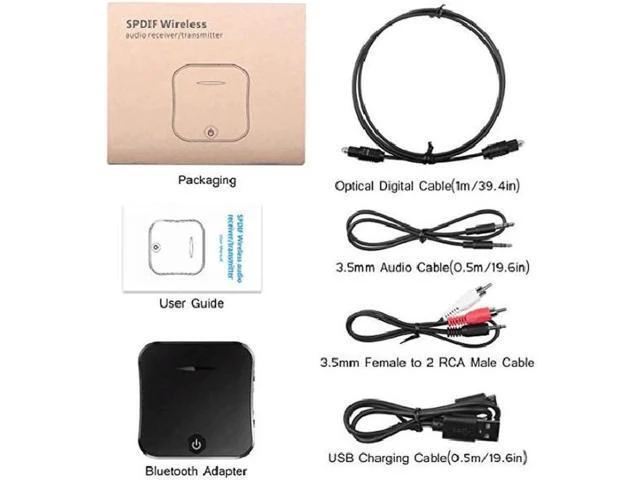 Alt view image 6 of 6 - Kebidu 2 in 1 Bluetooth 5.0 Aptx HD Adapter Optical Toslink 3.5mm AUX SPDIF Ster