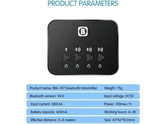 Alt view image 6 of 6 - FFYY-2in1 Bluetooth Wireless Audio Transmitter Receiver 3.5mm Music Adapter TV H