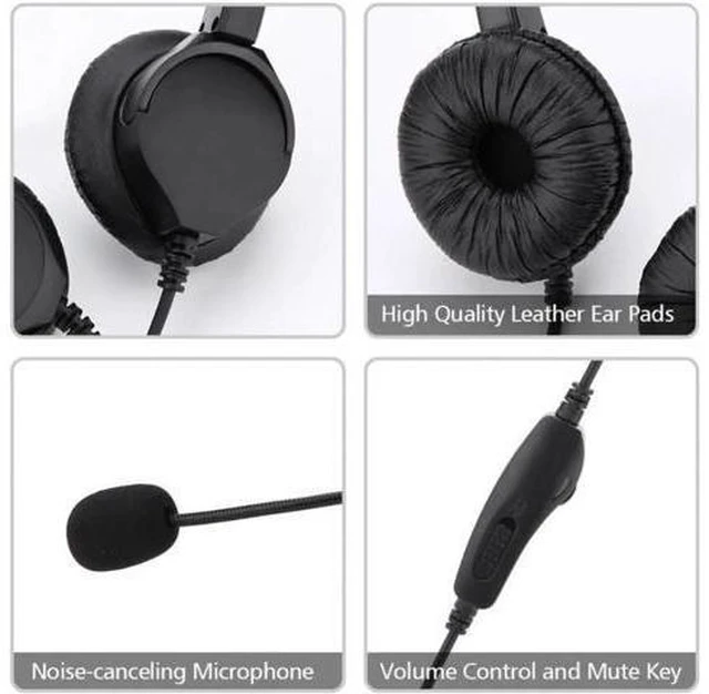 Alt view image 2 of 6 - Noise Cancelling Dual 3.5mm Call Center Headset Dual Speaker Design Call Center