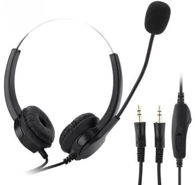 Alt view image 4 of 6 - Noise Cancelling Dual 3.5mm Call Center Headset Dual Speaker Design Call Center