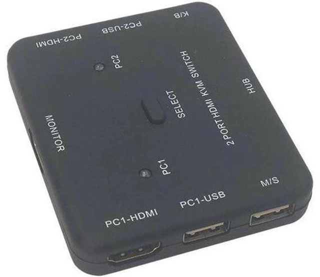 Alt view image 6 of 6 - USB HDMI KVM Switcher 2-port 4K HDMI USB Mouse&keyboard monitor selector sharing