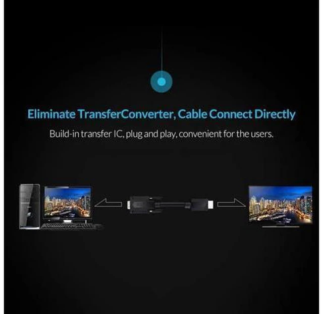 Alt view image 6 of 6 - VGA To HDMI Cable with 3.5mm Jack AUX Audio FHD 1080p@60Hz Adapter for monitor c