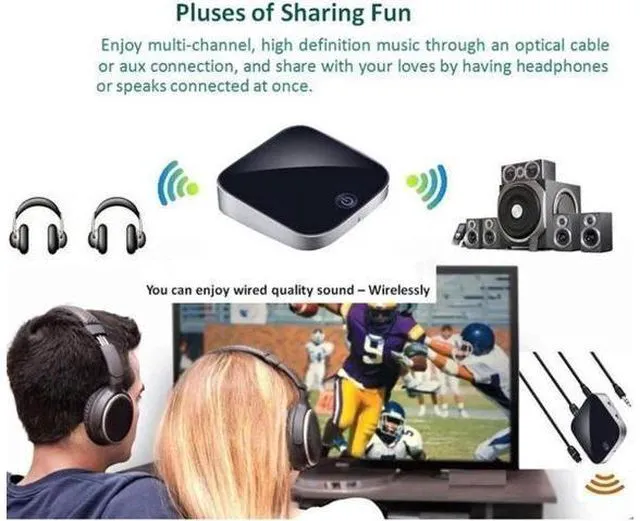 Alt view image 4 of 6 - 2 In 1 Compact Size Bluetooth Transmitter Receiver APTX Wireless Stereo Audio Ad