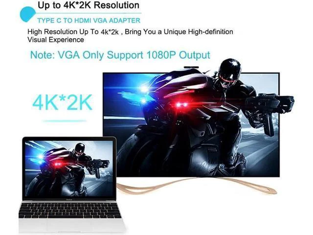 Alt view image 3 of 6 - USB C Type C To HDMI VGA 3.5mm Audio Adapter 3 in 1 USB 3.1 Converter Cable For