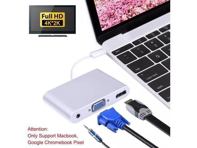 Alt view image 5 of 6 - USB C Type C To HDMI VGA 3.5mm Audio Adapter 3 in 1 USB 3.1 Converter Cable For