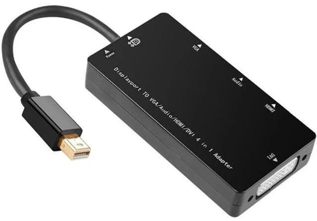 Alt view image 3 of 6 - 4 In 1 Mini DP To HDMI VGA DVI Audio Adapter Cable DisplayPort Thunderbolt Conve