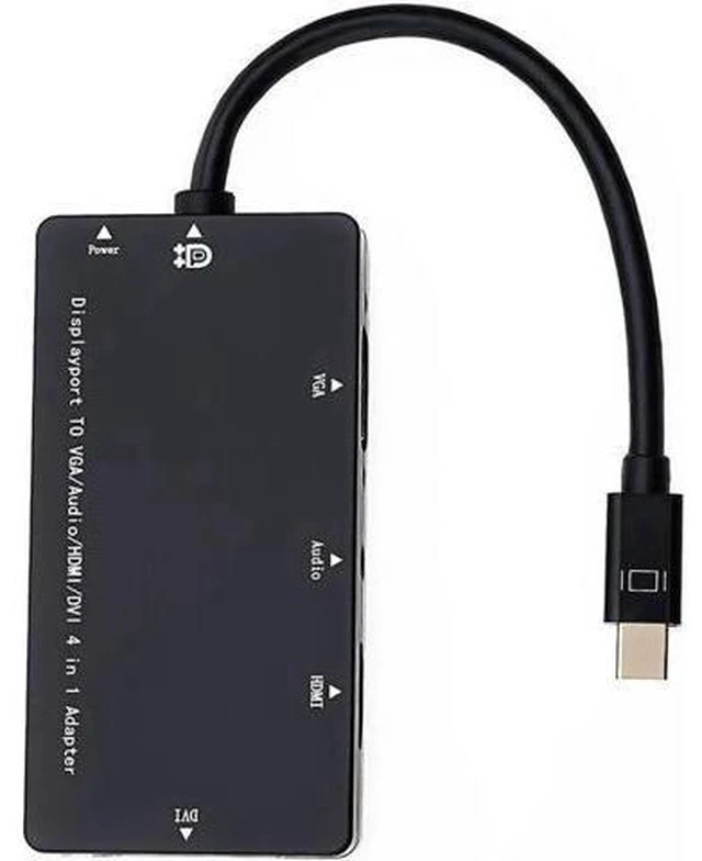Alt view image 6 of 6 - 4 In 1 Mini DP To HDMI VGA DVI Audio Adapter Cable DisplayPort Thunderbolt Conve