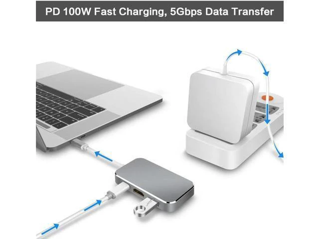 Alt view image 2 of 6 - USB Type C To HDMI 1.4 USB 3.0 Adapter USB 3.0 Type-C Adapter 4K HDMI Digital AV