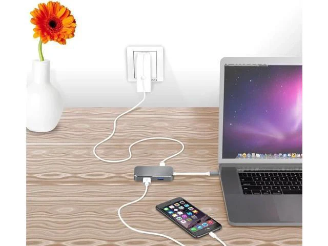 Alt view image 5 of 6 - USB Type C To HDMI 1.4 USB 3.0 Adapter USB 3.0 Type-C Adapter 4K HDMI Digital AV
