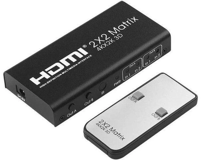 Alt view image 5 of 6 - 4K 2x2 HDMI Matrix 2 IN 2 OUT HDMI Switch Splitter Dual Display Screen Share Con