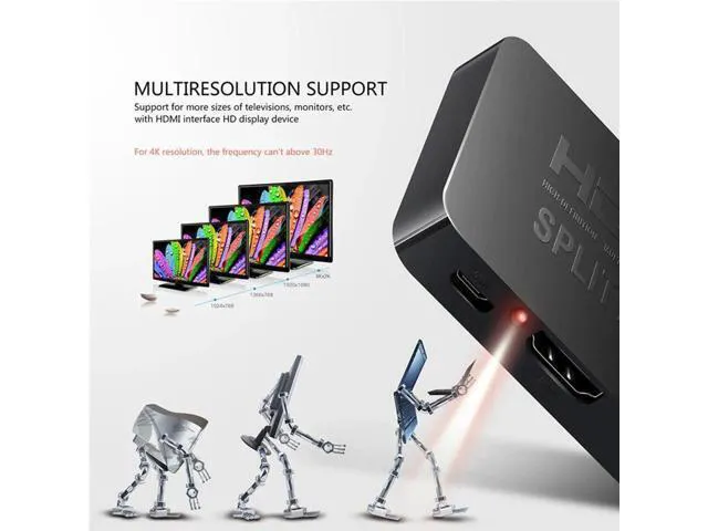 Alt view image 2 of 6 - 4K HDMI Splitter Full HD 1080p Video HDMI Switch Switcher 1X2 Split 1 in 2 Out A