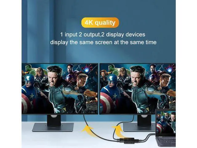 Alt view image 5 of 6 - 4K HDMI Splitter Full HD 1080p Video HDMI Switch Switcher 1X2 Split 1 in 2 Out A