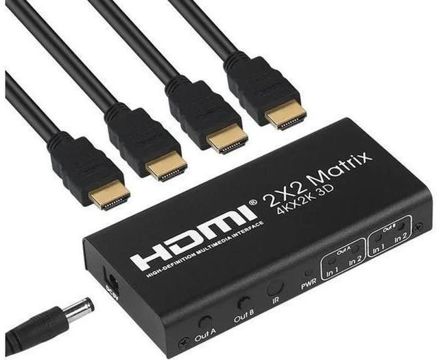 Alt view image 3 of 6 - 4K 2x2 HDMI Matrix 2 IN 2 OUT HDMI Switch Splitter Dual Display Screen Share Con