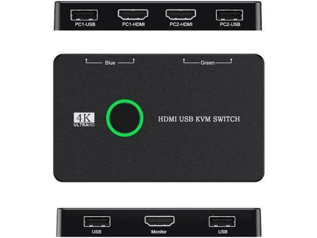 Alt view image 6 of 7 - 4K USB HDMI KVM Switch 2 Port HDMI Switcher Selector Box USB and HDMI Switch for