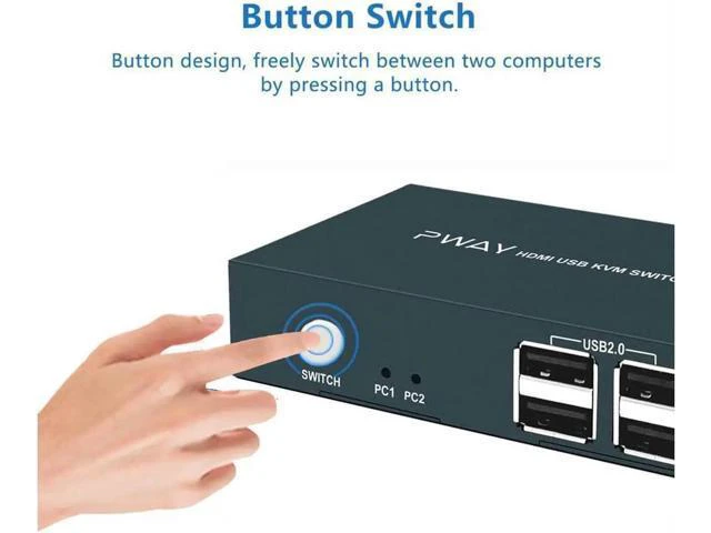 Alt view image 2 of 7 - Switch HDMI, UHD 4K @30Hz, HDMI KVM Switch 2 Port with 4 USB 2.0, Support HDMI S