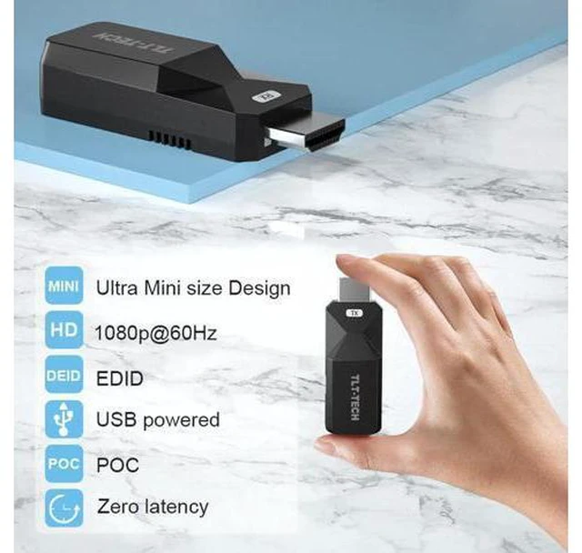 Alt view image 3 of 6 - 2022 New MINI HDMI extender over cat6/cat5e cable up to 50M 165ft full HD1080P s