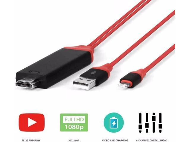 Alt view image 2 of 6 - 2M Phone Tablet To HDMI TV AV Adapter Cable 1080P 2K HD Cord Game Movie Supplies