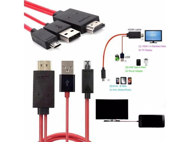 Alt view image 6 of 6 - 2M Phone Tablet To HDMI TV AV Adapter Cable 1080P 2K HD Cord Game Movie Supplies