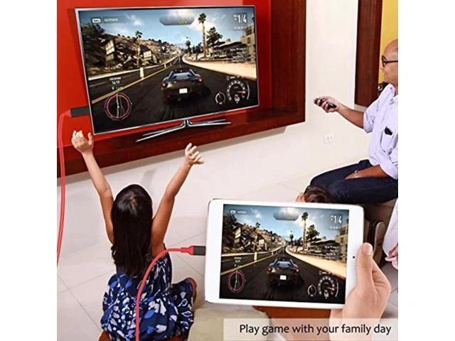 Alt view image 5 of 6 - 2M Phone Tablet To HDMI TV AV Adapter Cable 1080P 2K HD Cord Game Movie Supplies