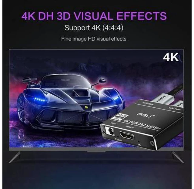 Alt view image 6 of 6 - 4K 2.0 HDMI Splitter Box Full HD 3D Video HDMI switch Connector Adapter 1 in 2 O