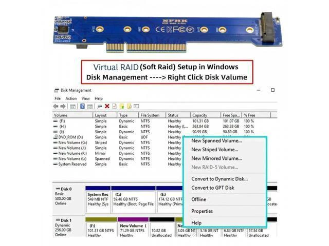 Alt view image 3 of 7 - Low Profile Dual 2x NVME M.2 SSD to PCIE Express Gen4 X8 X16 Raid Car