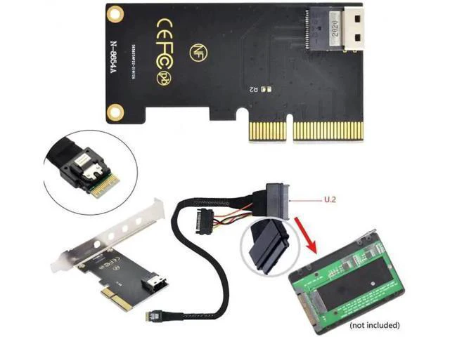 Alt view image 3 of 6 - SF-025+104 PCI-E 3.0 4.0 to SFF-8654 Slimline SAS Card Adapter and U