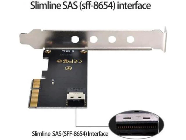 Alt view image 6 of 6 - SF-025+104 PCI-E 3.0 4.0 to SFF-8654 Slimline SAS Card Adapter and U