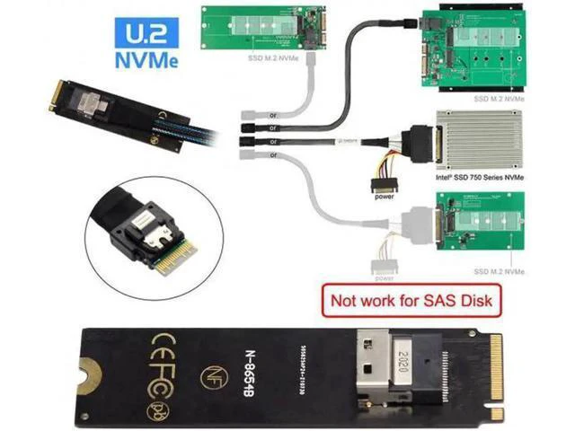 Alt view image 2 of 7 - SF-013+104 NGFF M-Key NVME to SFF-8654 Slimline SAS Card Adapter and