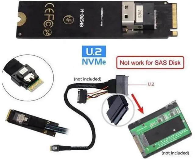 Alt view image 6 of 7 - SF-013+104 NGFF M-Key NVME to SFF-8654 Slimline SAS Card Adapter and