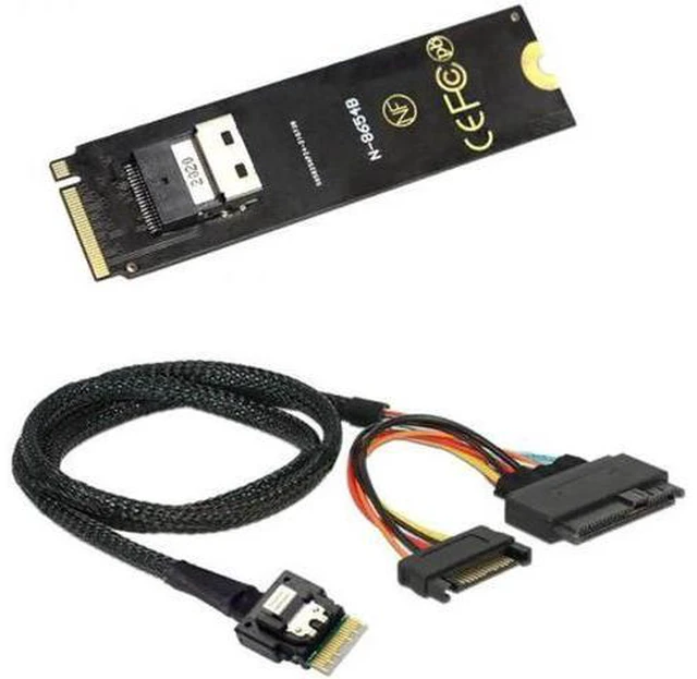 Alt view image 7 of 7 - SF-013+104 NGFF M-Key NVME to SFF-8654 Slimline SAS Card Adapter and