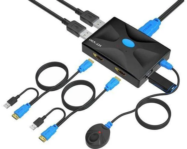 Main image of 4K HDMI KVM Switch 2 Port, KVM Selector for 2 PCs Share Keyboard Mouse and Monit