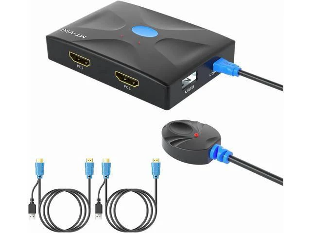 Alt view image 2 of 6 - 4K HDMI KVM Switch 2 Port, KVM Selector for 2 PCs Share Keyboard Mouse and Monit