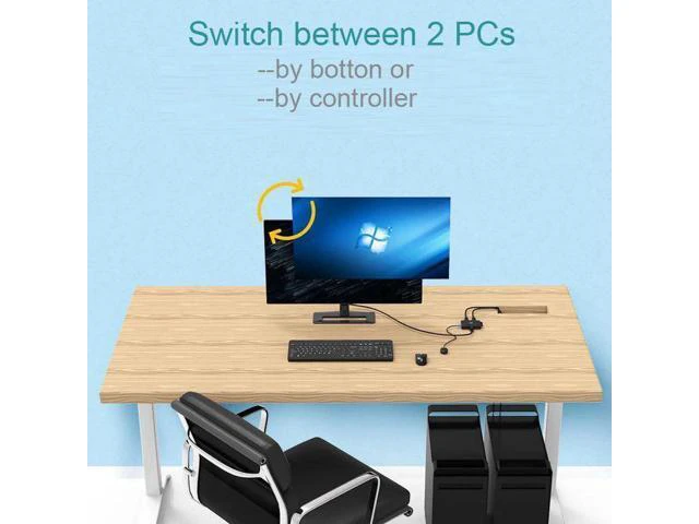 Alt view image 4 of 6 - 4K HDMI KVM Switch 2 Port, KVM Selector for 2 PCs Share Keyboard Mouse and Monit